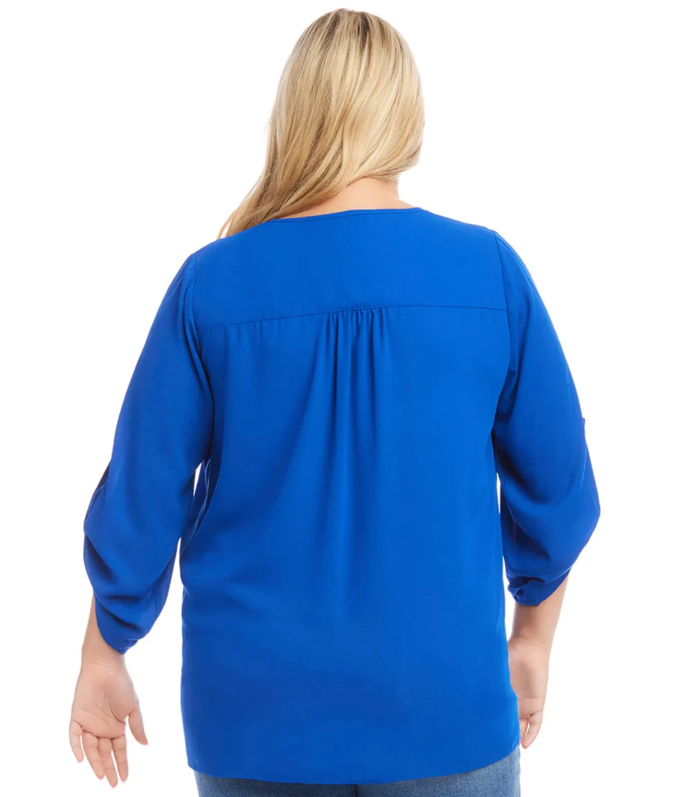 Plus Size Roll Tab Sleeve Top