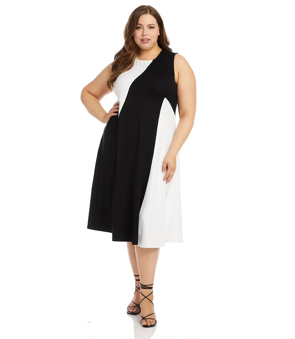 Plus Size Sleeveless Colorblock Dress