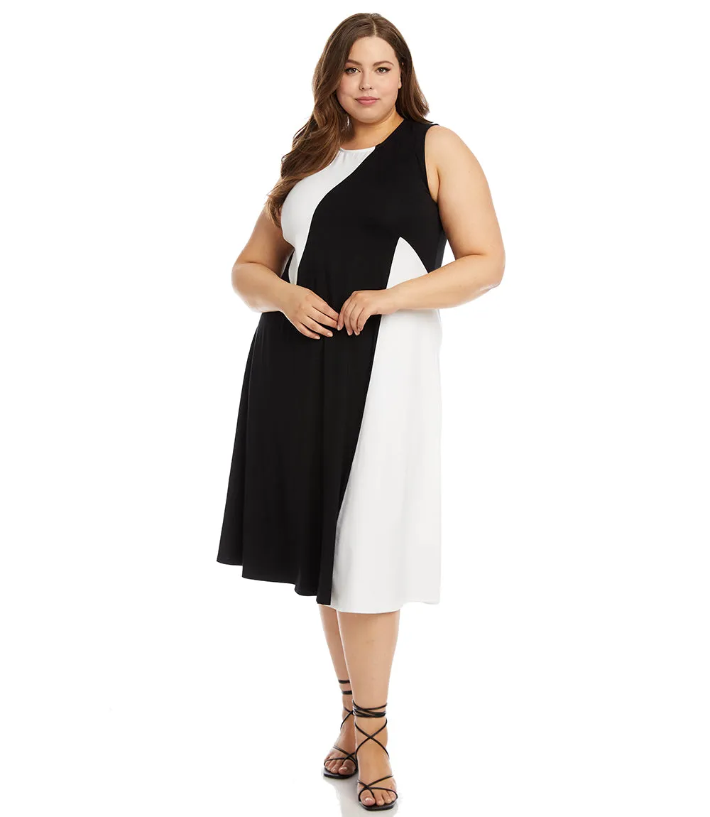 Plus Size Sleeveless Colorblock Dress