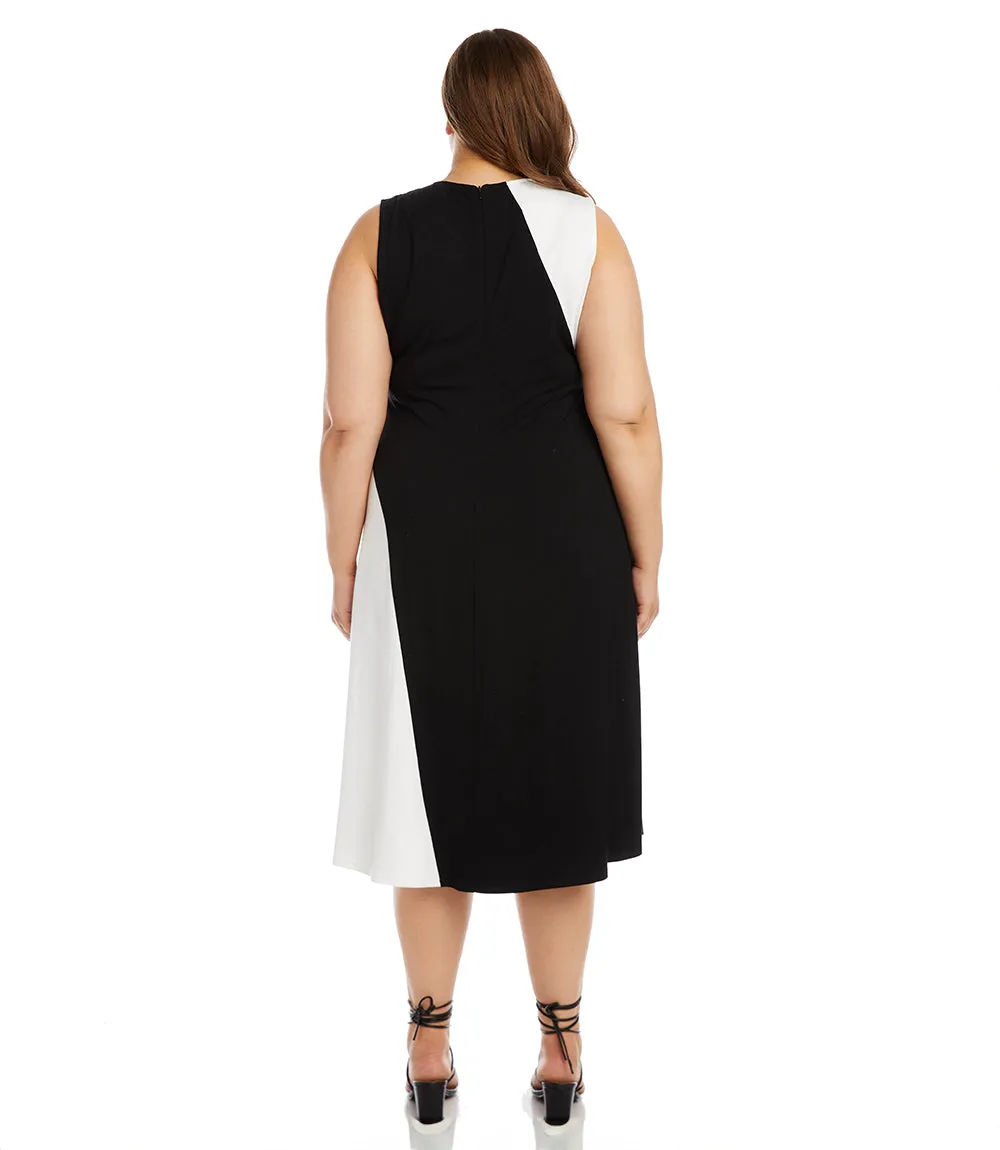 Plus Size Sleeveless Colorblock Dress