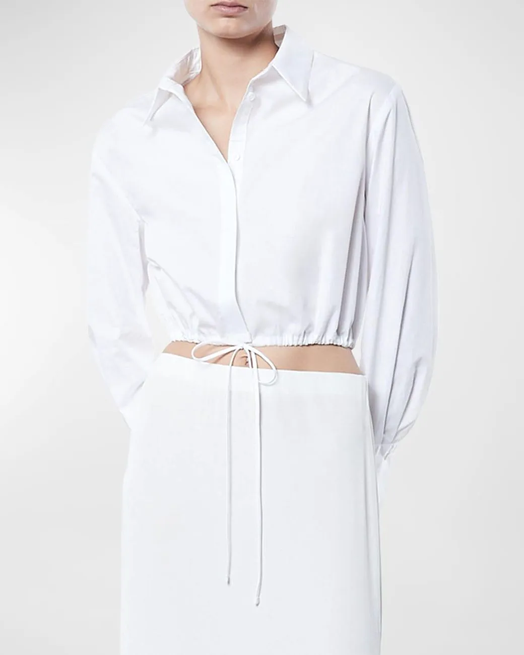 Poplin Drawcord Shirt - White