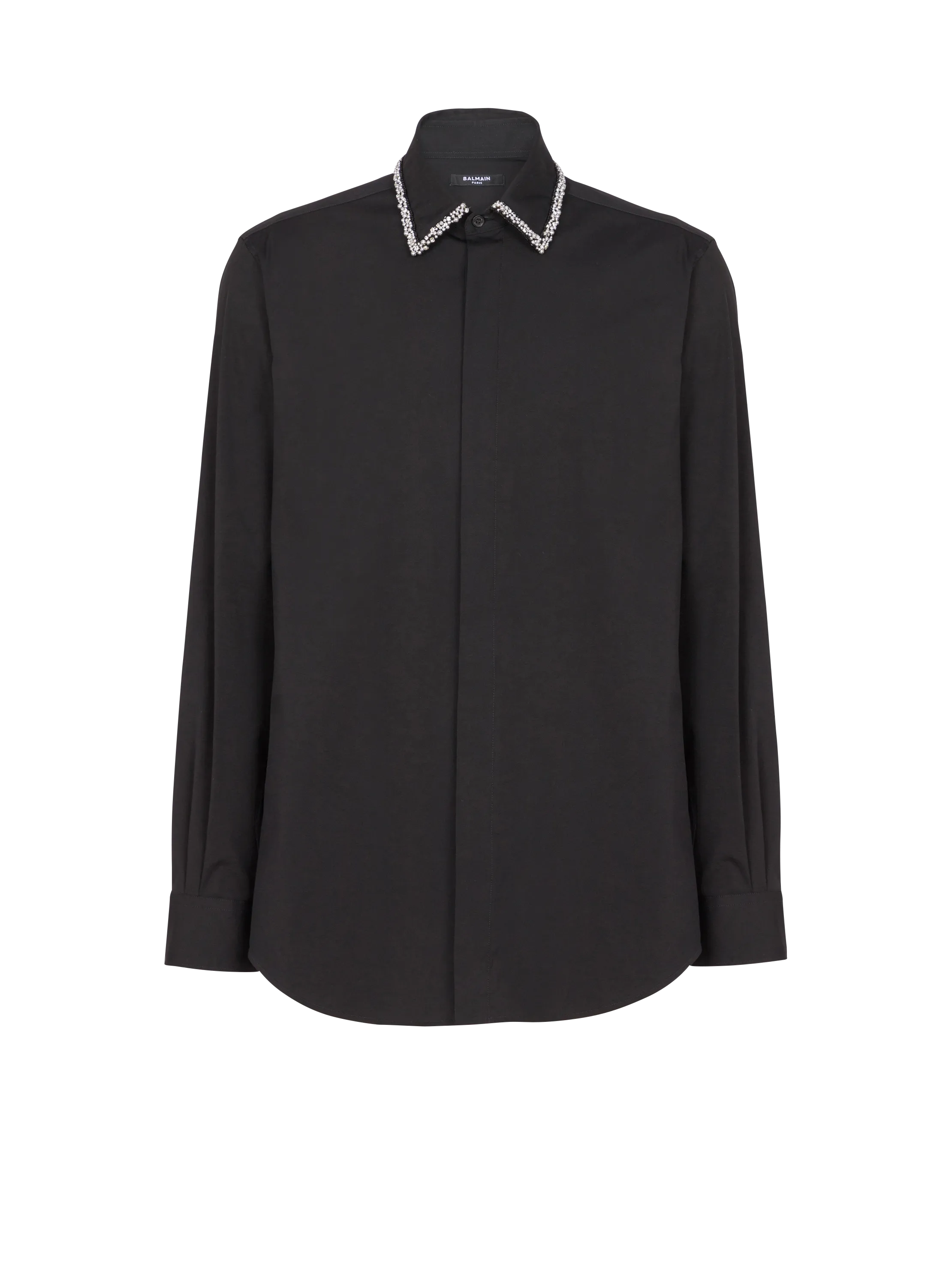 Poplin shirt with embroidered collar