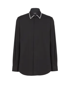 Poplin shirt with embroidered collar