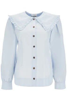 poplin shirt with oversized collar F8638 HEATHER