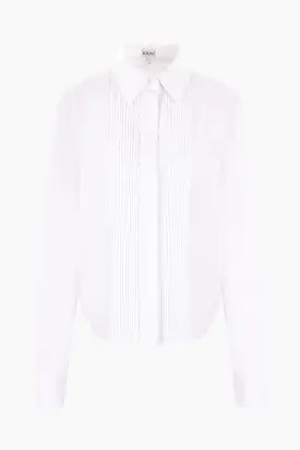 poplin shirt with pleated plastron