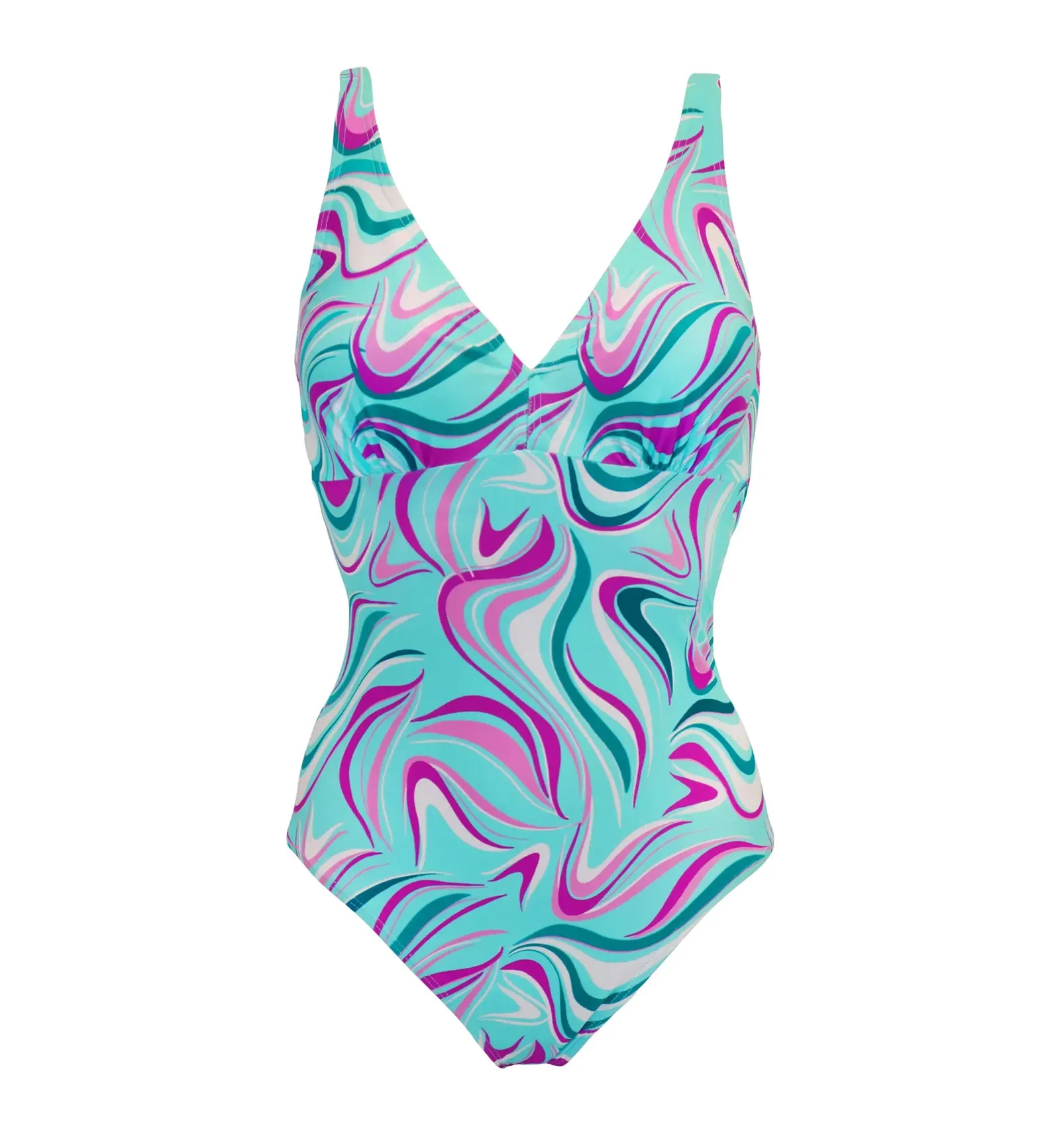 Pour Moi Carnival V Neck Tummy Control Swimsuit (25614) - Aquaburst