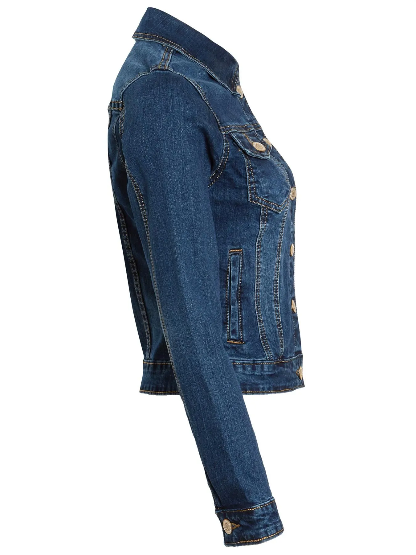 Premium Stretch Denim Jacket, Indigo Light, UK Sizes 8 to 16