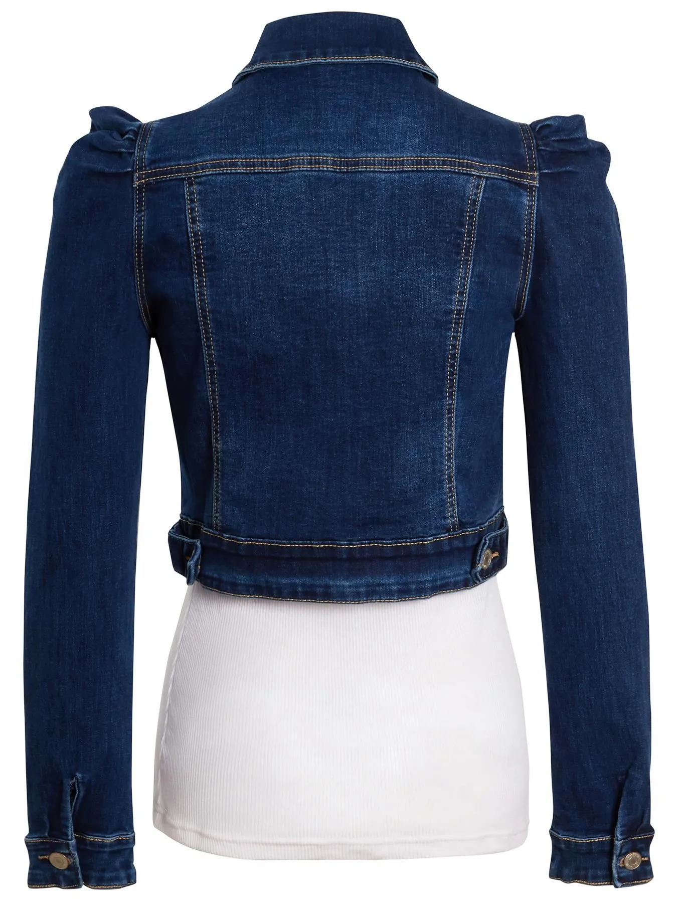 Puff Sleeve Denim Jacket, Indigo, Light Blue, UK Sizes 8 to 16