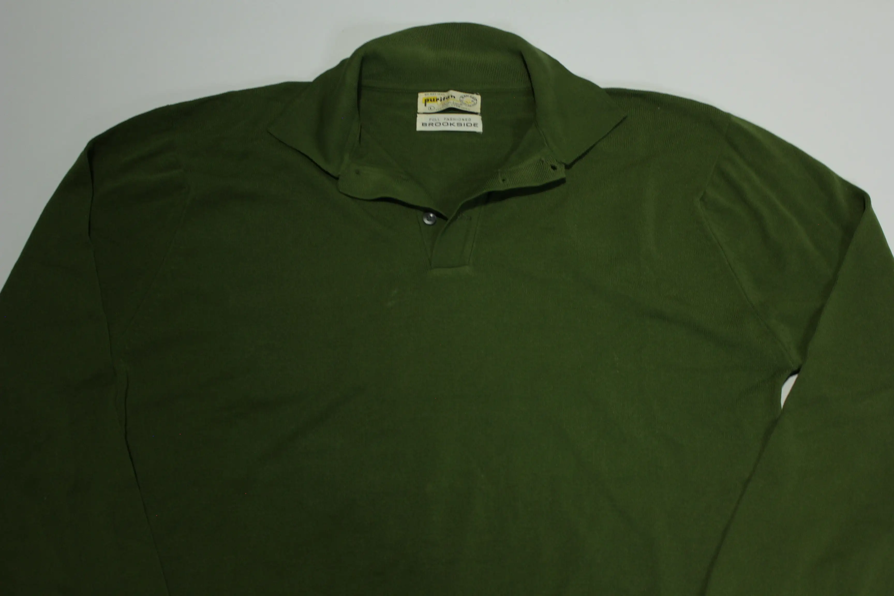 Puritan Ban Lon Textralized Yarn Brookside Full Fashioned Vintage 60's Long Sleeve Polo Shirt