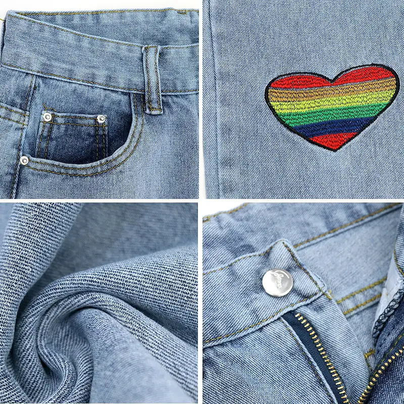 RAINBOW LOVE EMBROIDERY JEANS BY63140