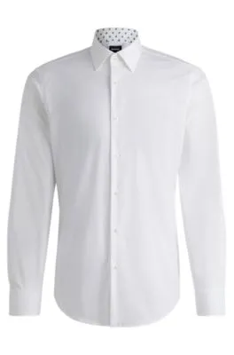 Regular-fit shirt in easy-iron stretch-cotton poplin