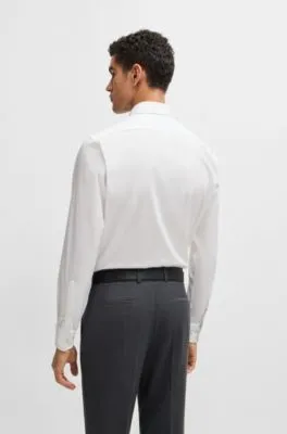 Regular-fit shirt in easy-iron stretch-cotton poplin