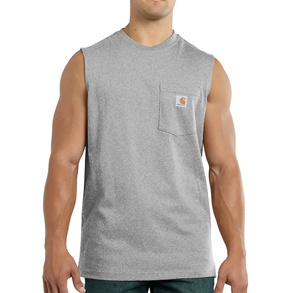 Relaxed Fit Heavyweight Sleeveless Pocket T-Shirt - 100374