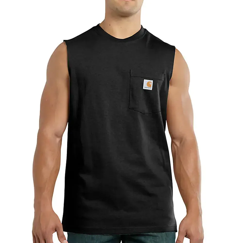 Relaxed Fit Heavyweight Sleeveless Pocket T-Shirt - 100374