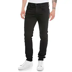 Replay Hyperflex Re-Used Anbass Slim Tapered Jeans - Jet Black Forever Dark