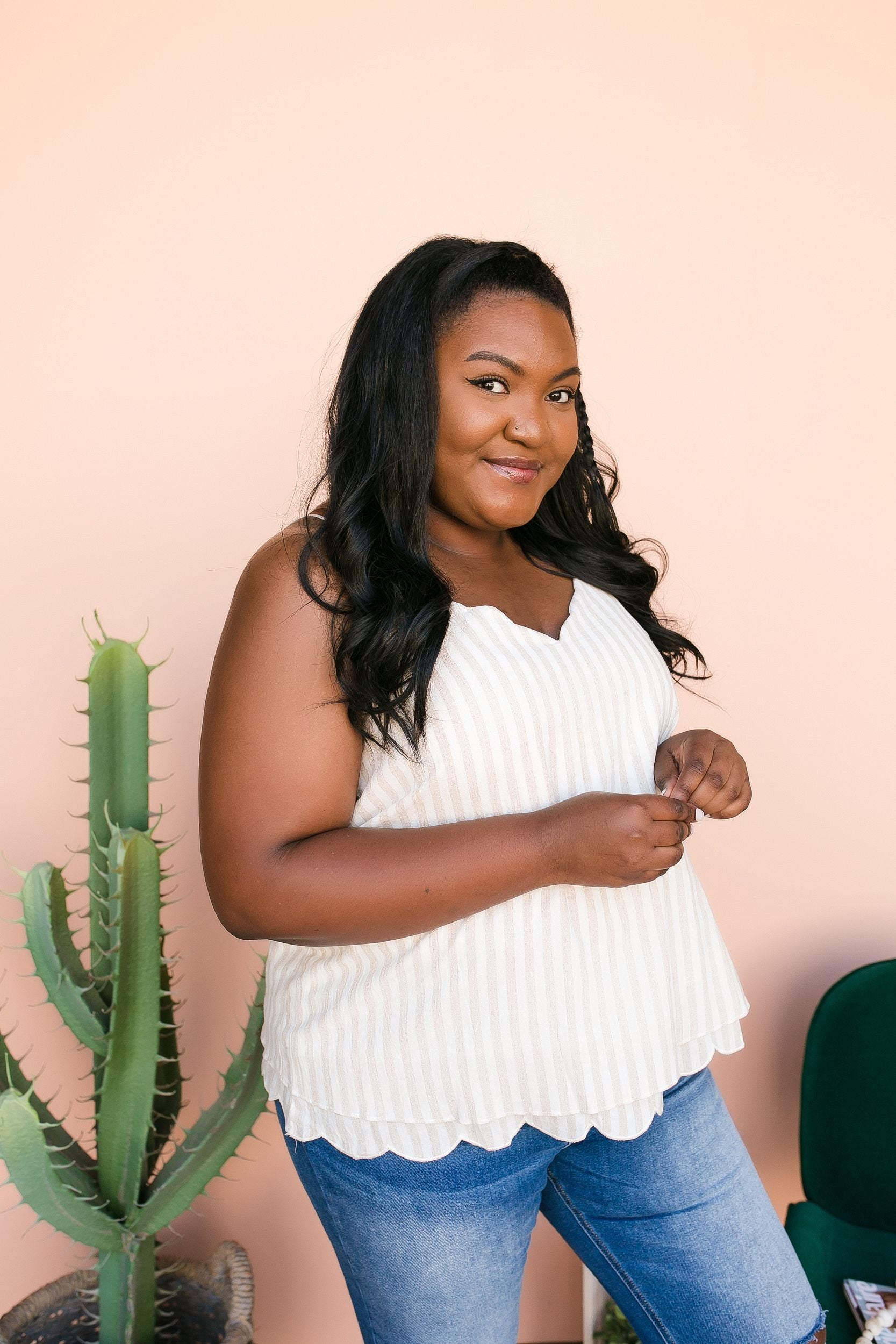 SIZE 3XL PLUS SIZE Farris Striped Cami Top