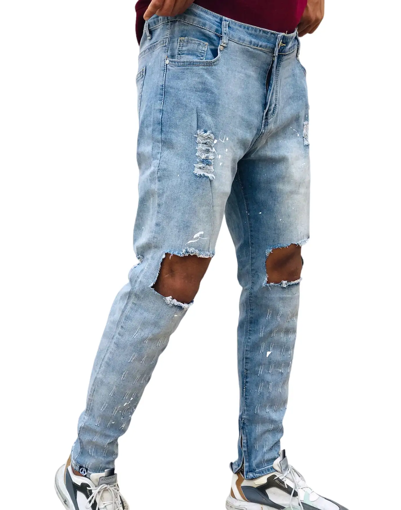 SLIM FIT RIP & REPAIR PAINT SPLATTER DENIM JEANS S3220626