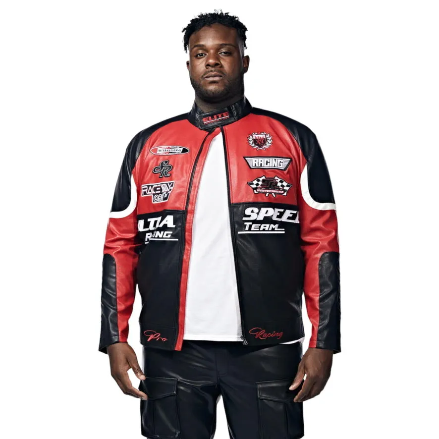 SMOKE RISE: Racing PU Jacket WW23689