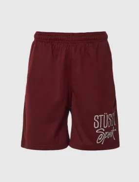 STUSSY MESH SPORT SHORT   MAROON