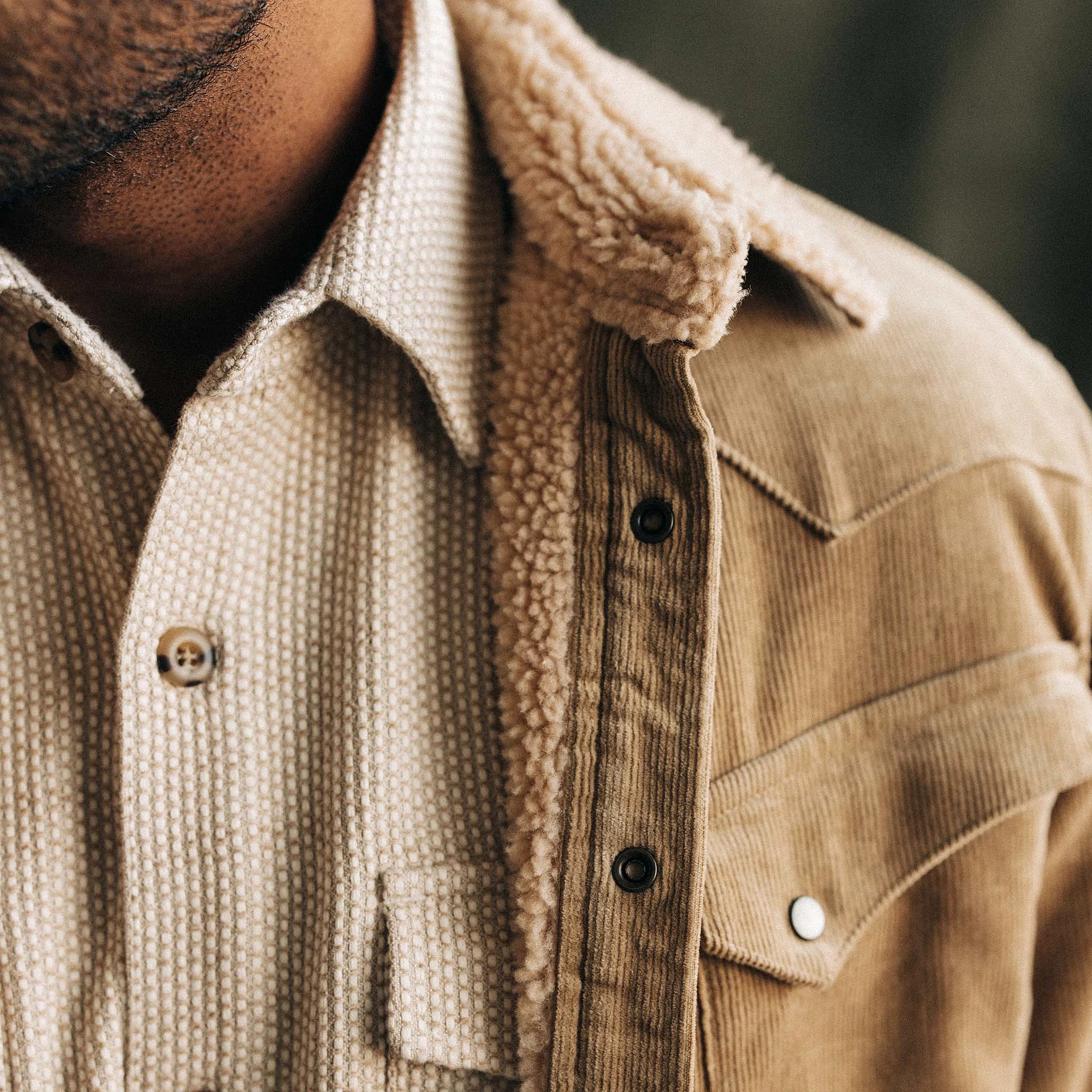 The Western Shirt Jacket in Dark Khaki Corduroy