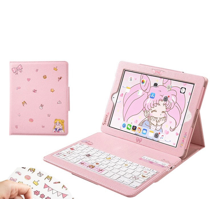 Updated ipad bluetooth keyboard + ipad case (white/Pink)