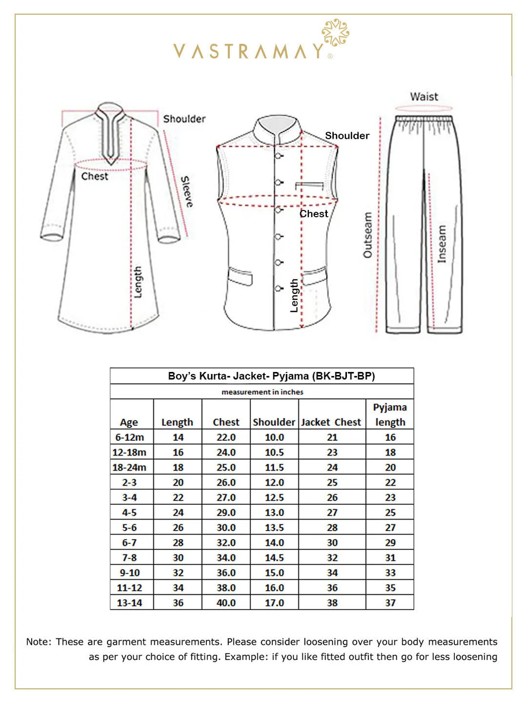 Vastramay Boys Beige, Purple And White Jacket, Kurta and Pyjama Set