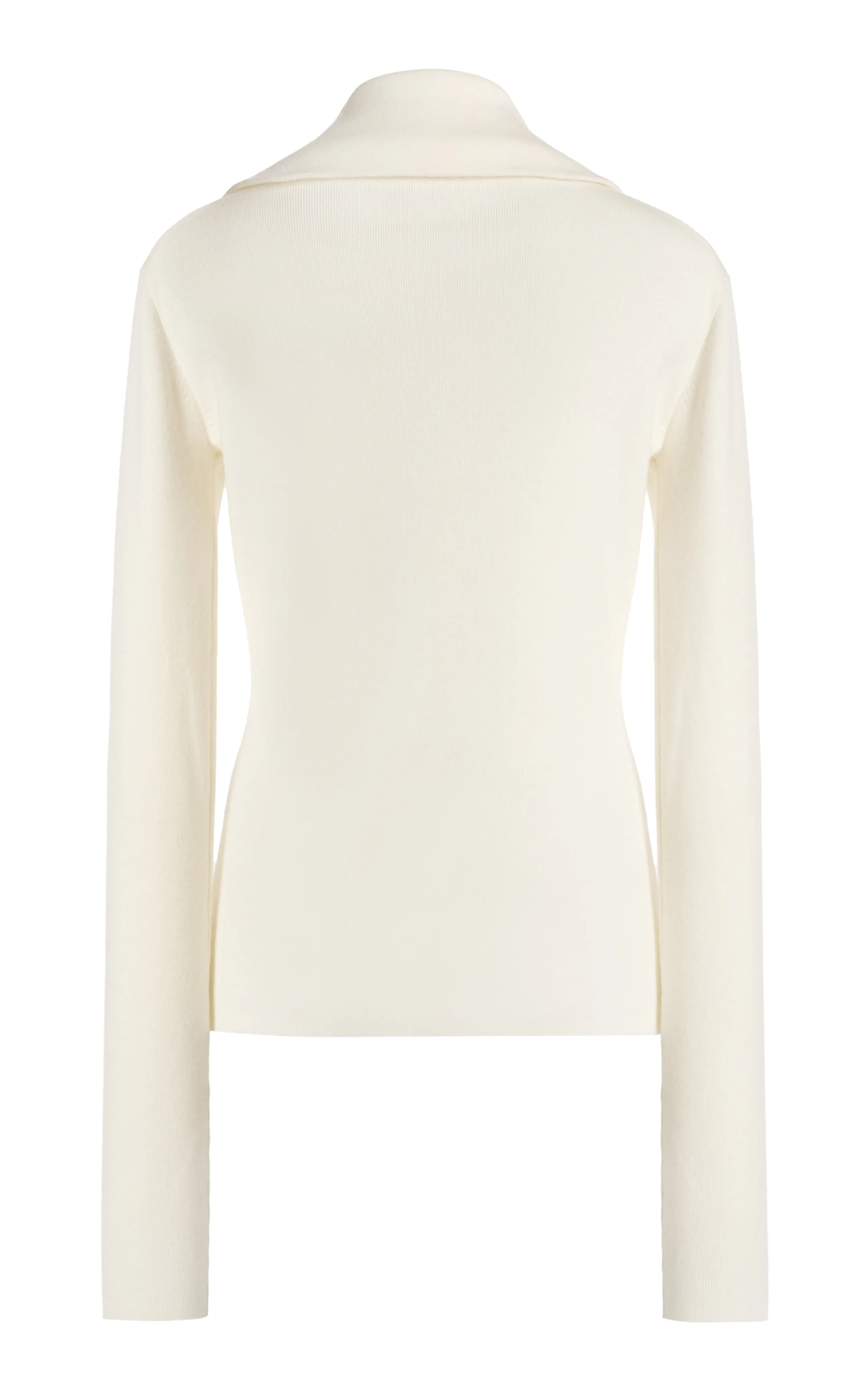 Victoria Beckham Merino Wool Zipper-Detailed Turtleneck Top