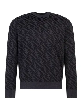 Wool and viscose sweater with FF motif