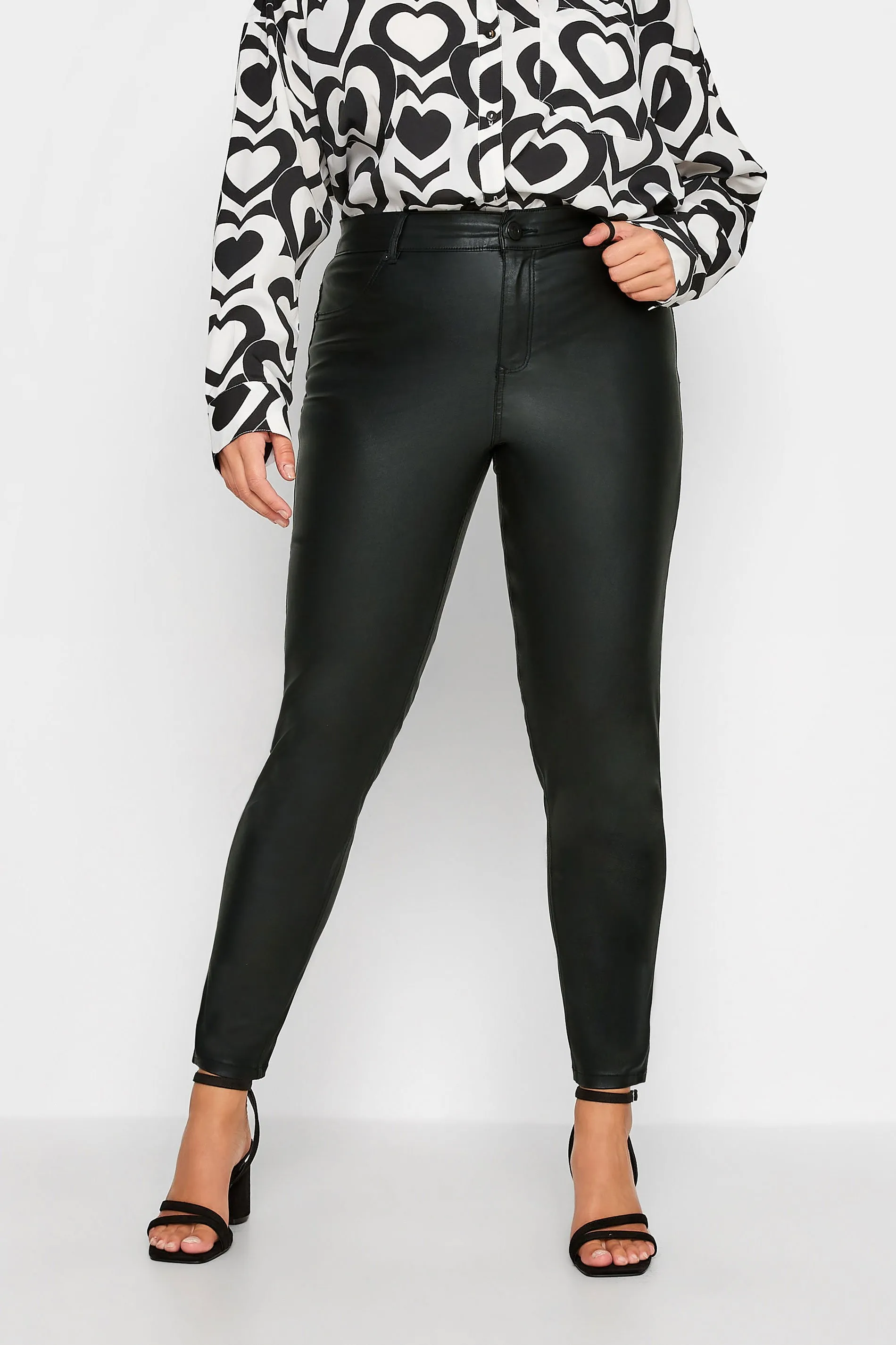 YOURS Curve Black Coated Skinny Stretch AVA Jeans