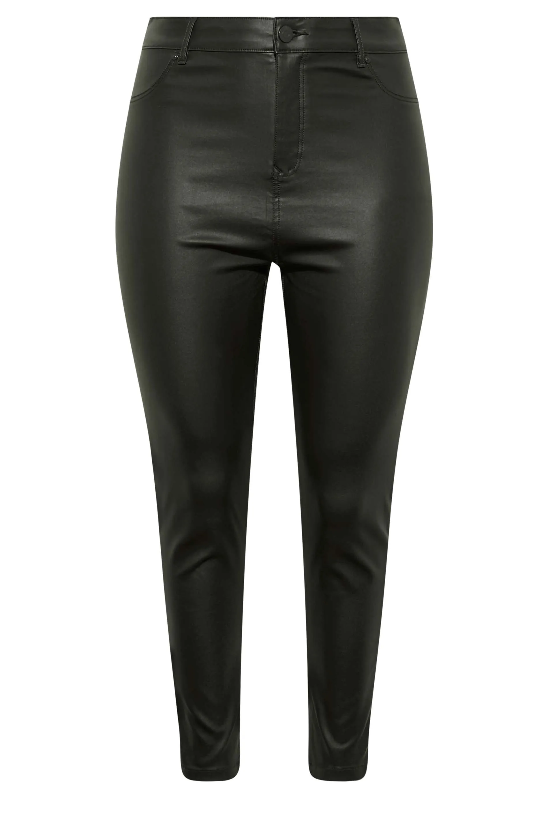 YOURS Curve Black Coated Skinny Stretch AVA Jeans