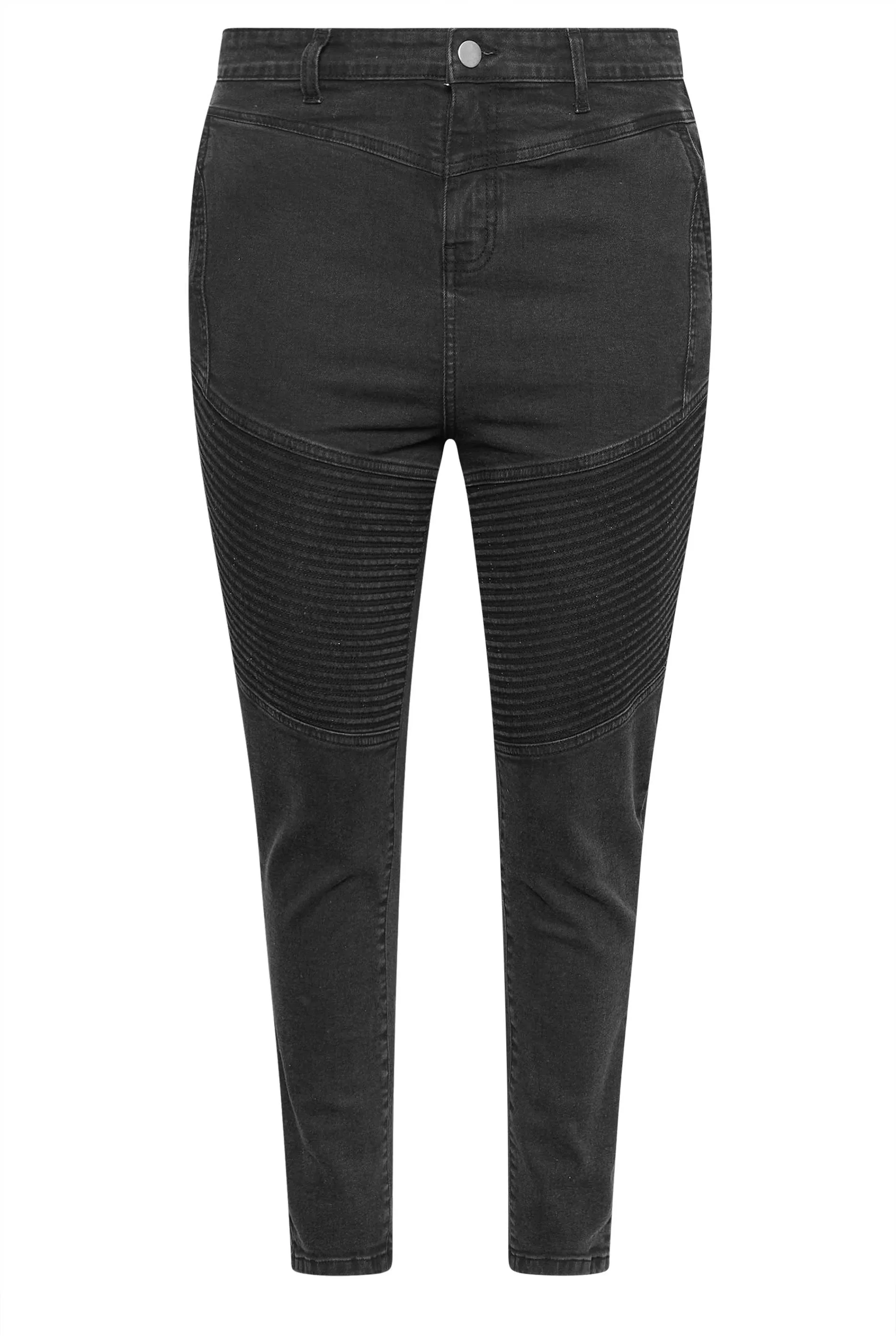 YOURS Curve Black Skinny AVA Biker Jeans